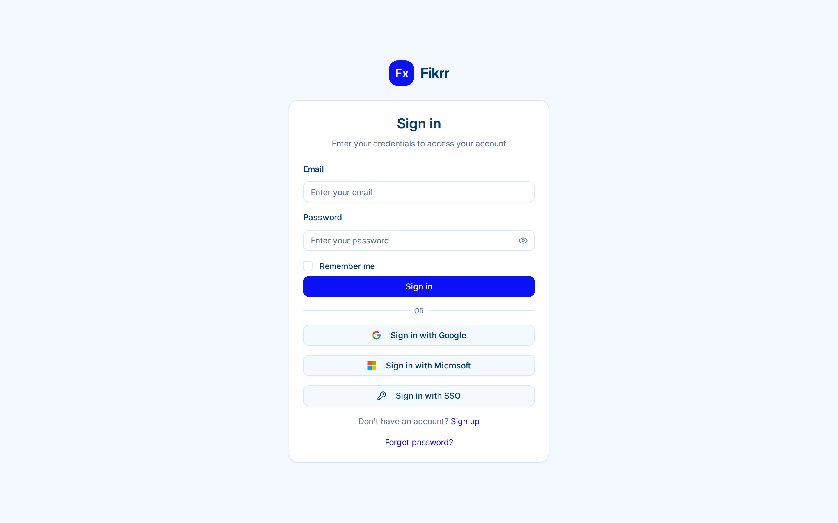Authentication and security features — Login page