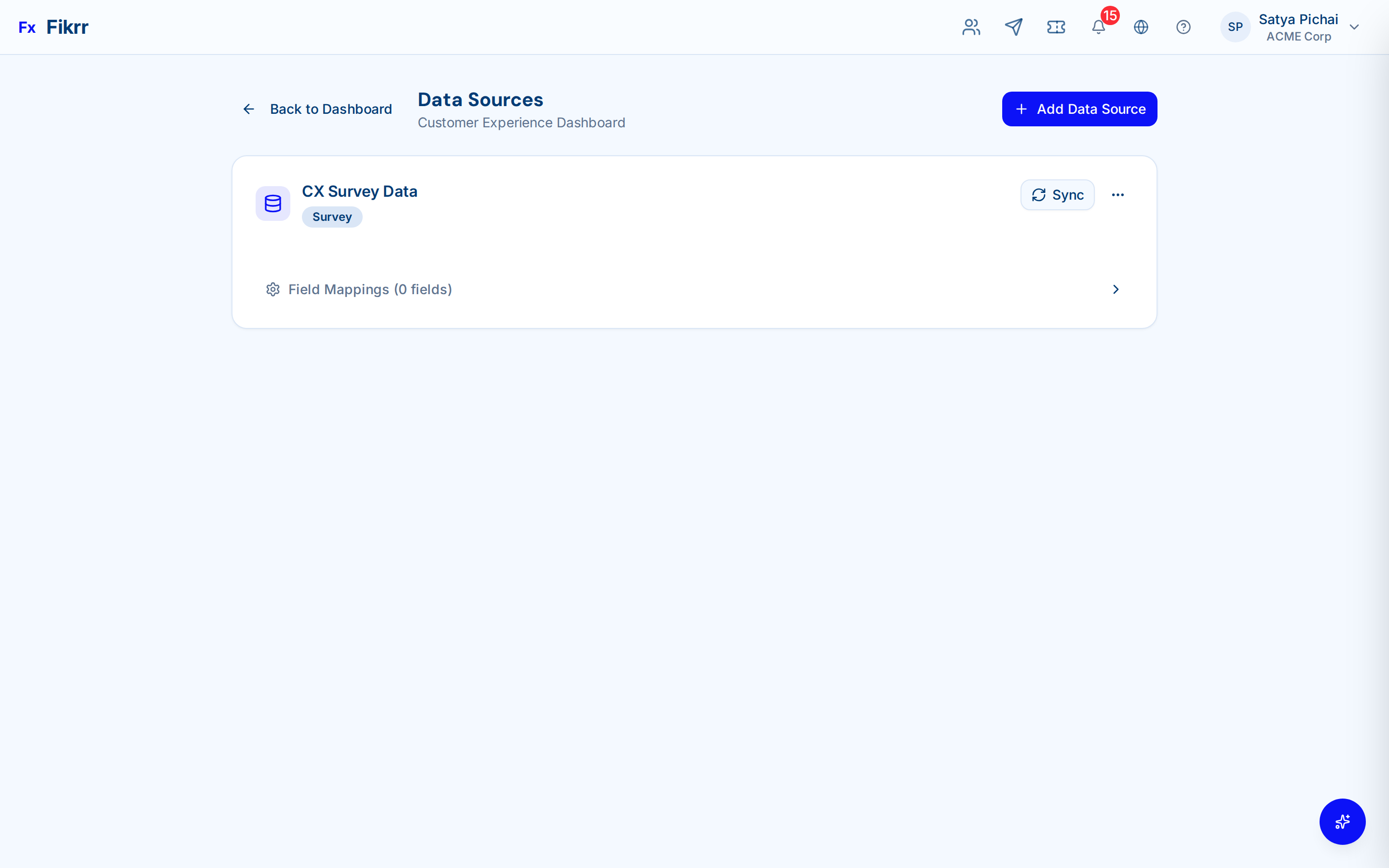 Dashboard builder with widgets and charts — Data sources