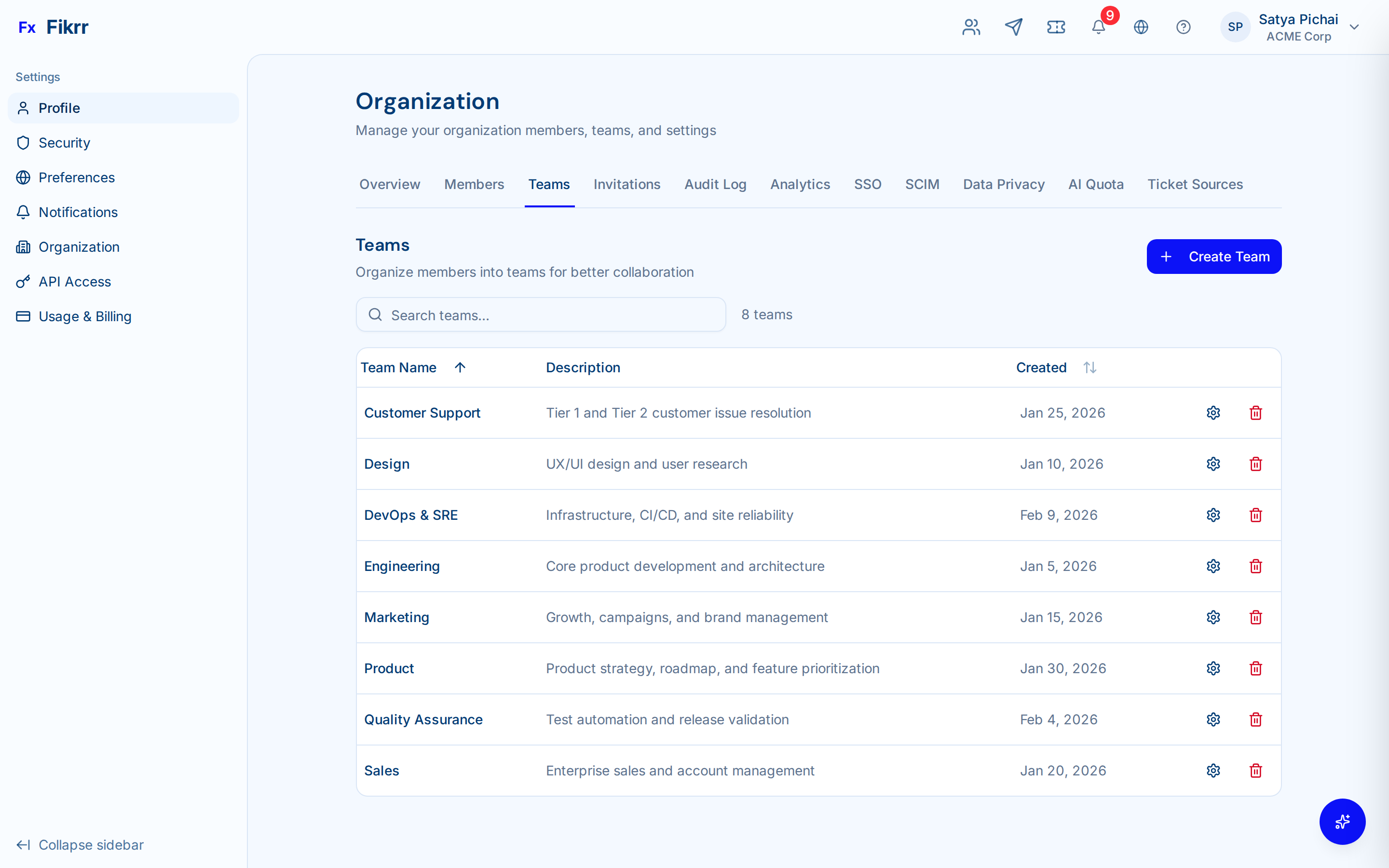 Organization management and team structure — Team management