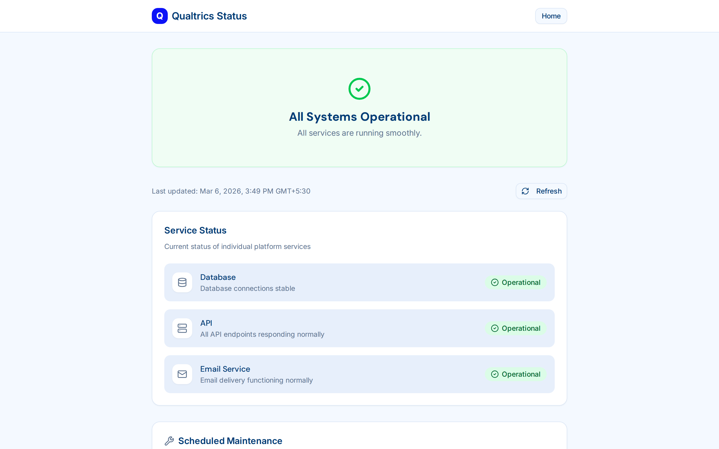 Platform UX with dark mode and help center — Status page