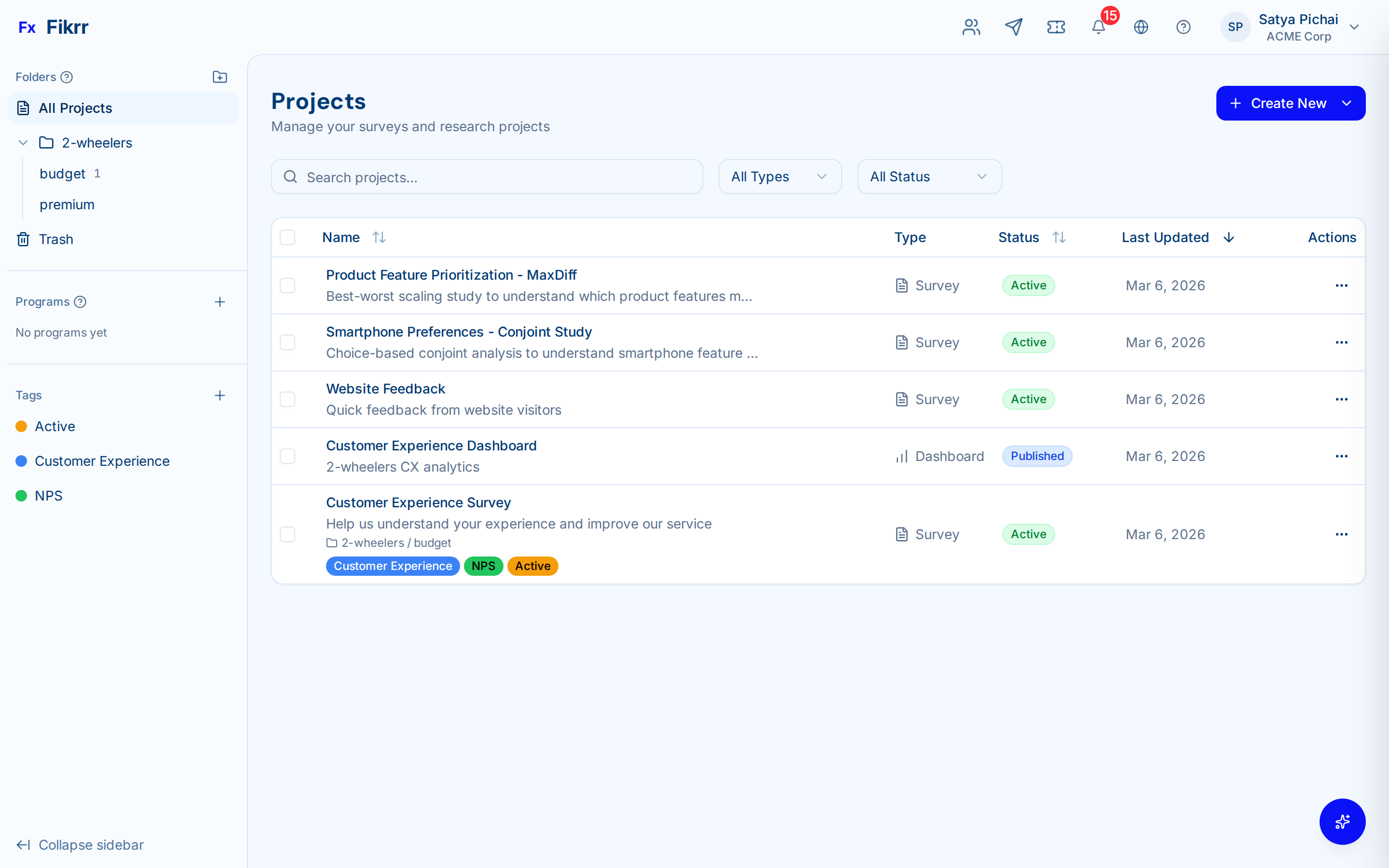 Project organization with folders and tags — Project home
