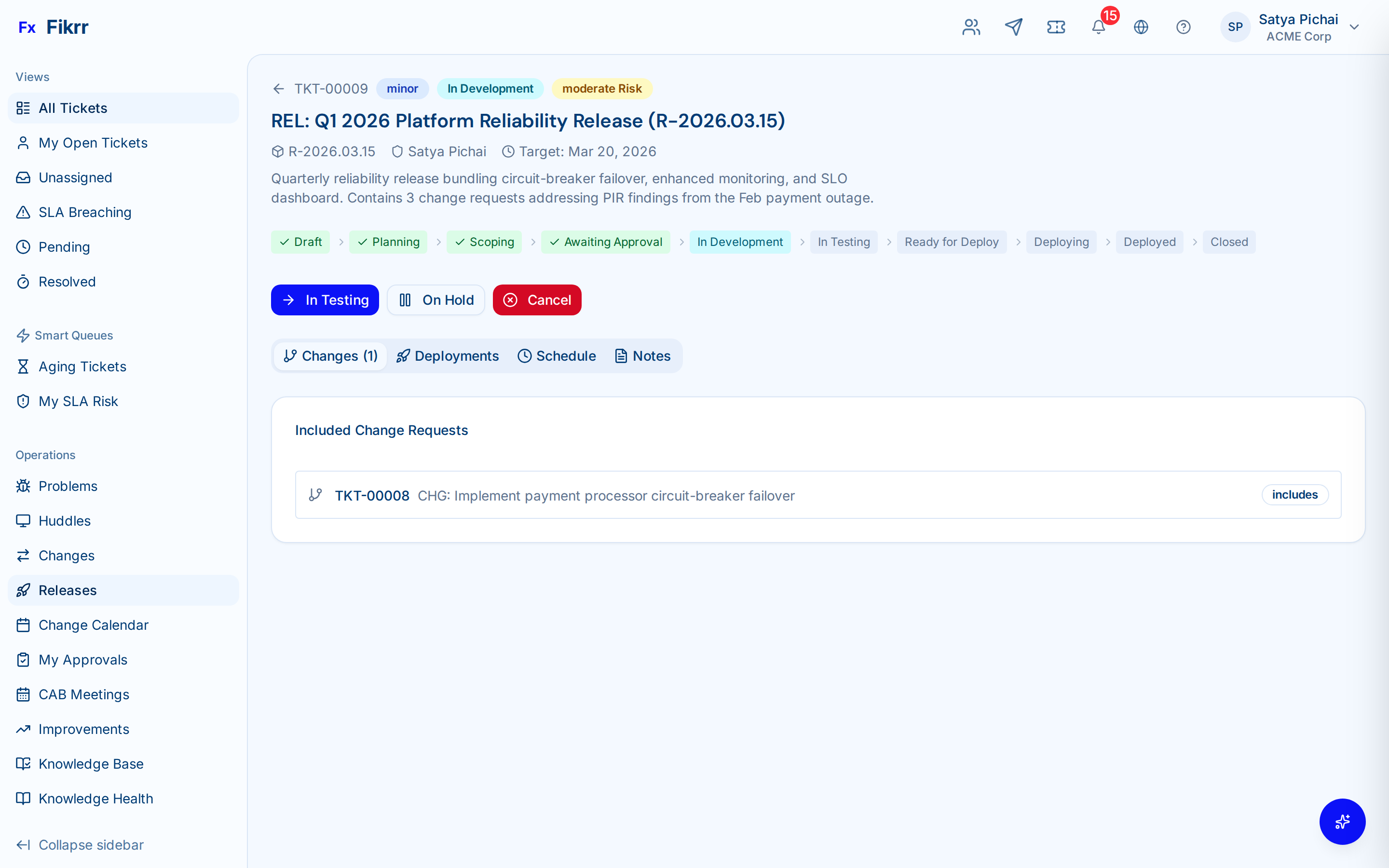 Release management with phases and deployment tracking — Release detail