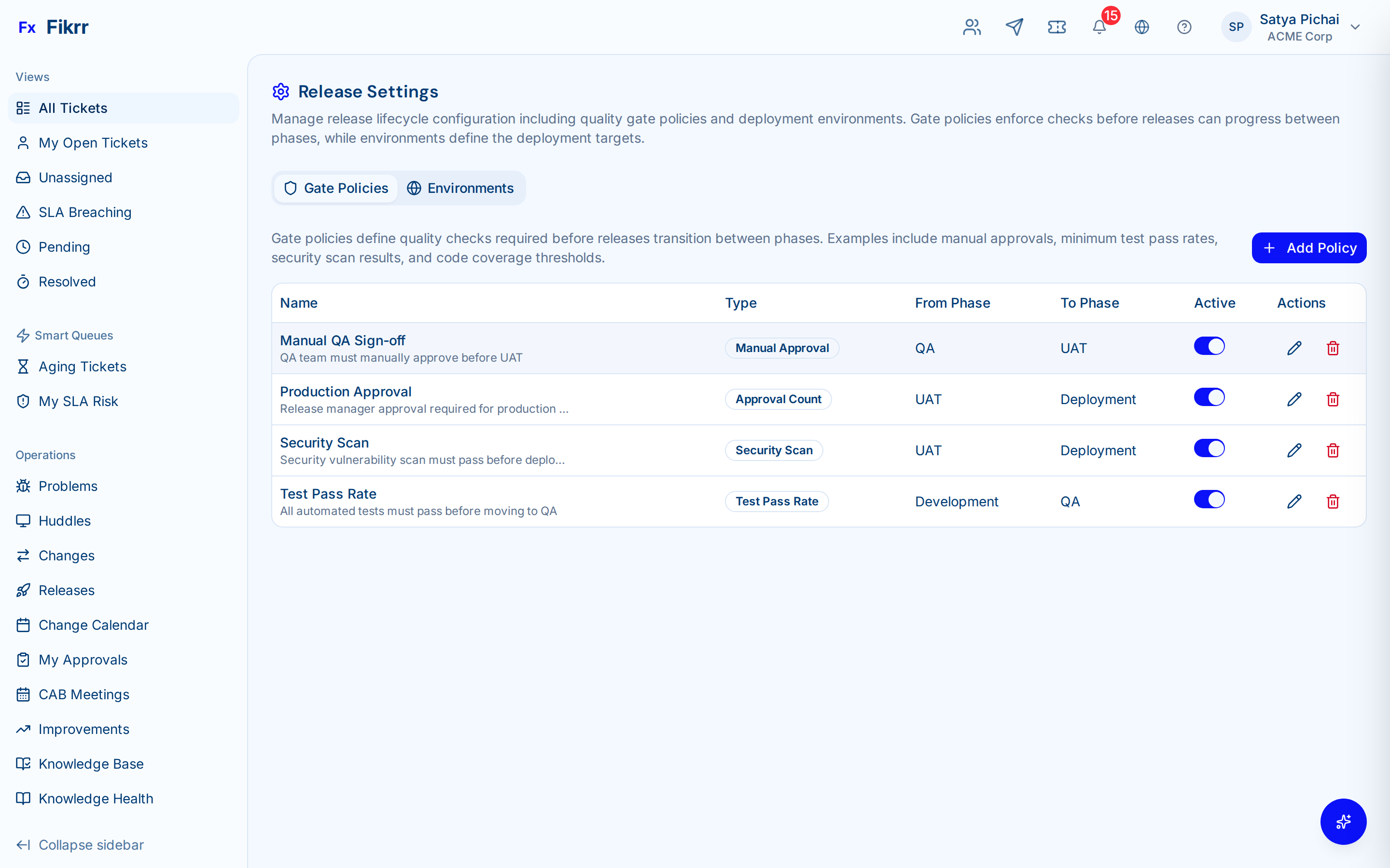 Release management with phases and deployment tracking — Release settings