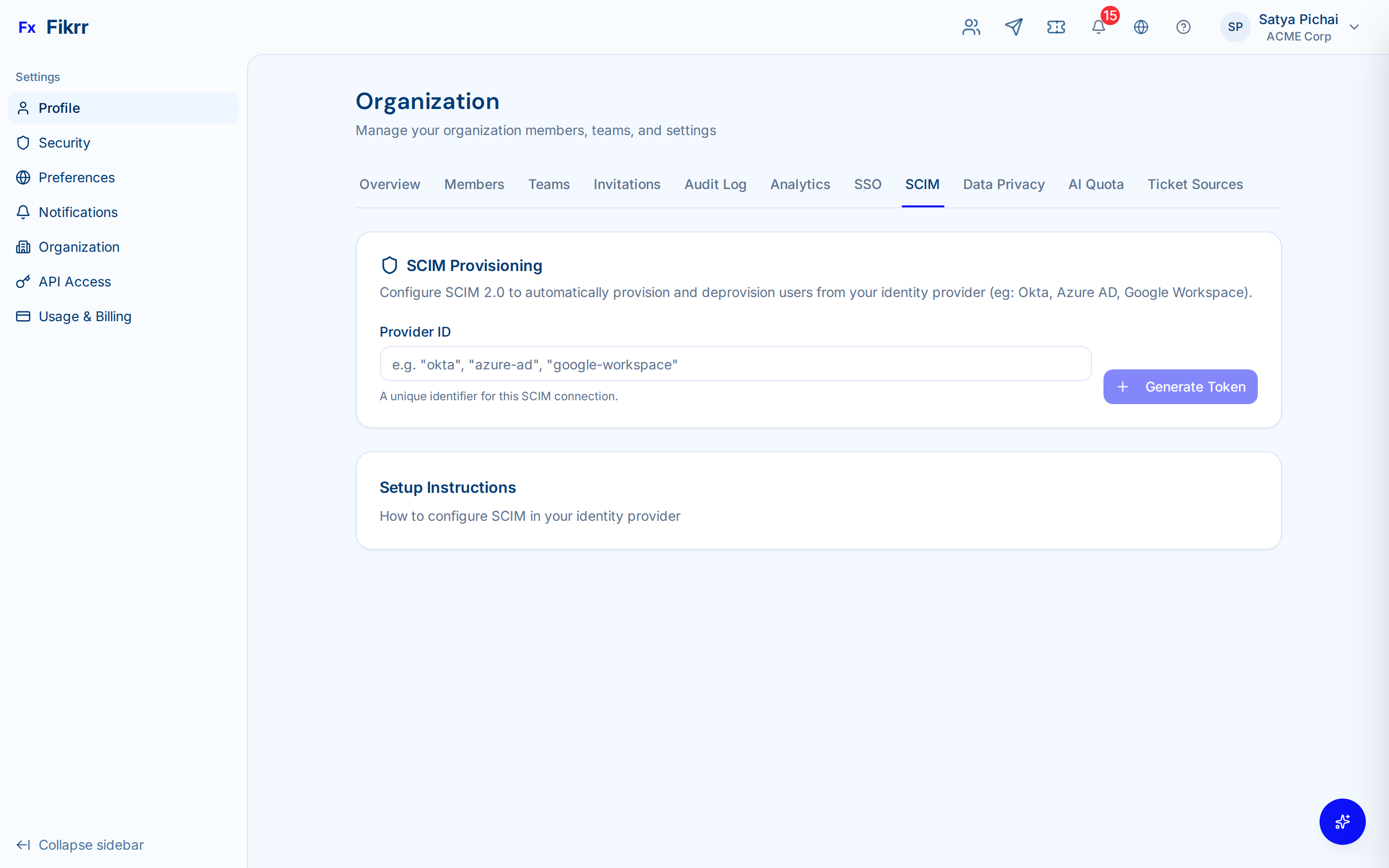 SSO configuration and SCIM provisioning — SCIM provisioning
