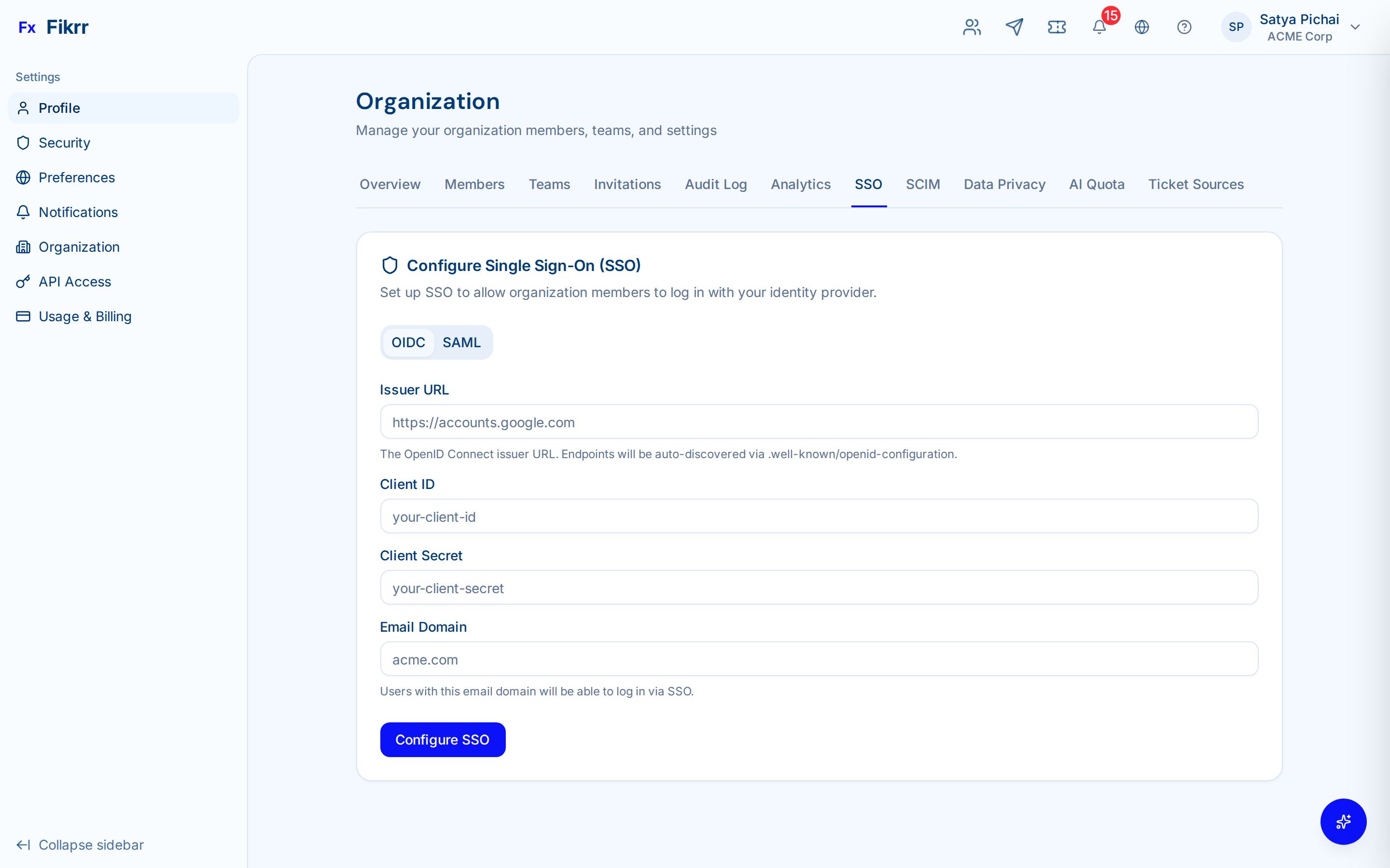 SSO configuration and SCIM provisioning — SSO configuration