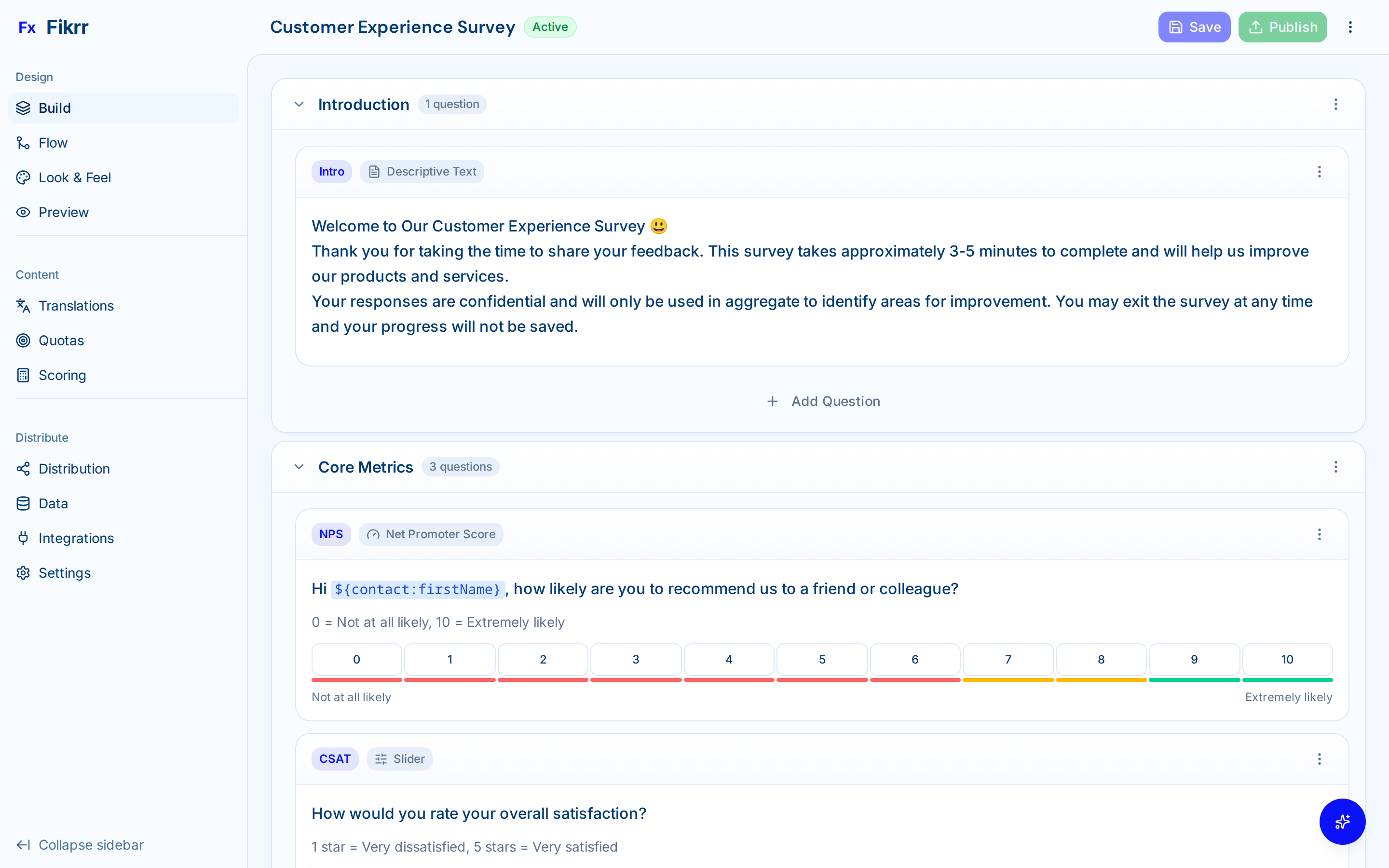 Survey builder with question types and logic — Question builder