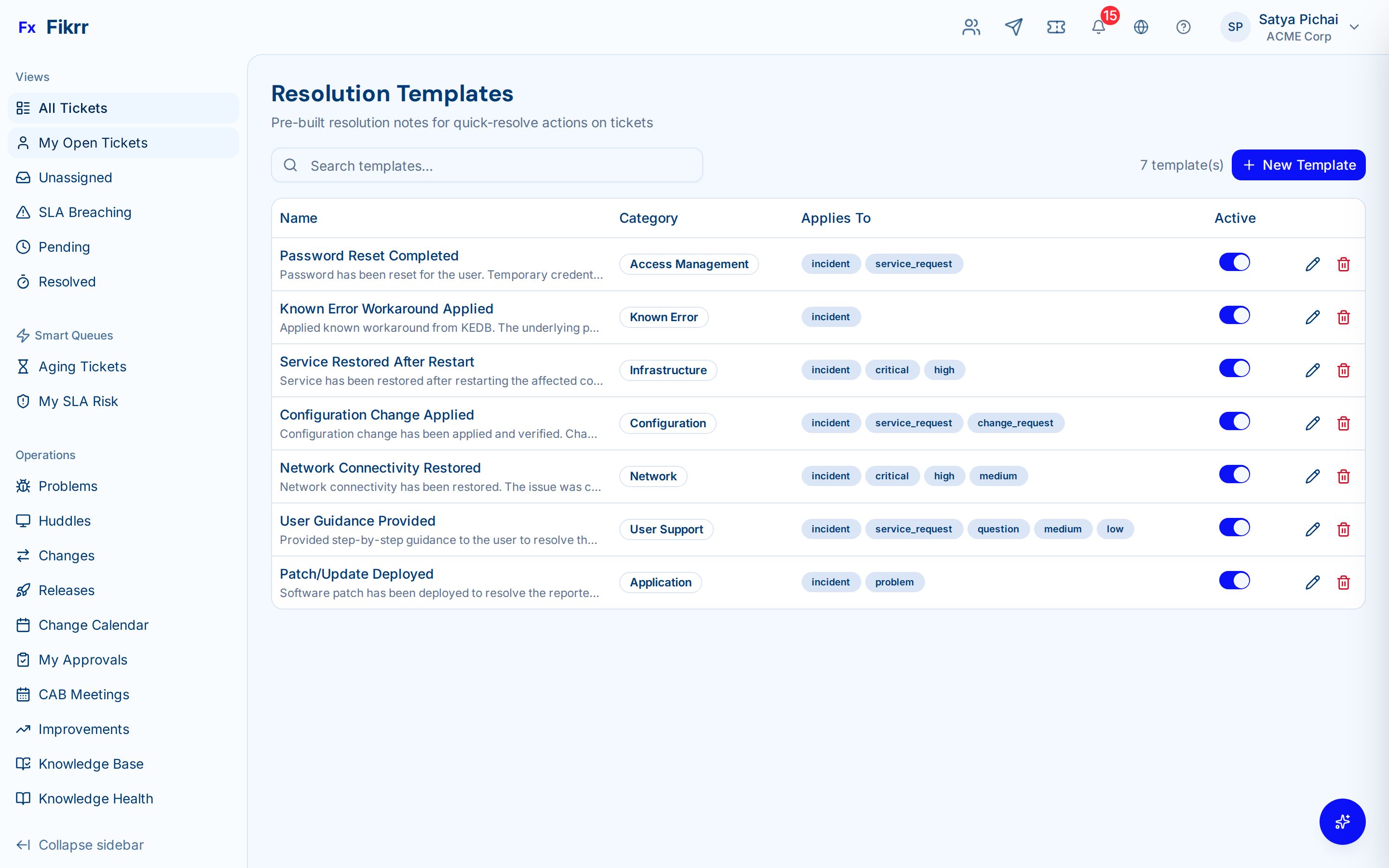 Automation rules and escalation chain builder — Resolution templates